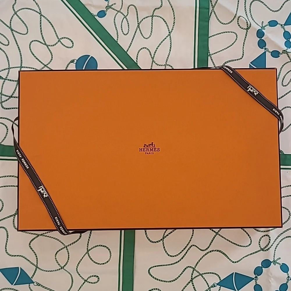 HERMÈS 1990s MARINER STYLE PLACEMATTS W/ORIGINAL BOX- UNUSED SET OF 5